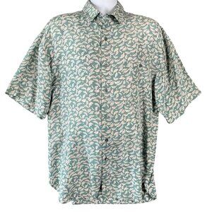 Silk Club Mens Shirt Size L Leaf Print Hawaiian Travel Cruise Beach Coastal Norm